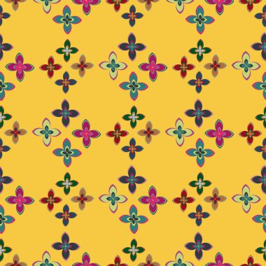 Çiçekler, vektör çizim ile çok renkli geometrik seamless modeli 