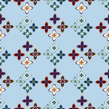 Çiçekler, vektör çizim ile çok renkli geometrik seamless modeli 