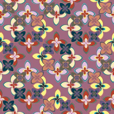 Çiçekler, vektör çizim ile çok renkli geometrik seamless modeli 