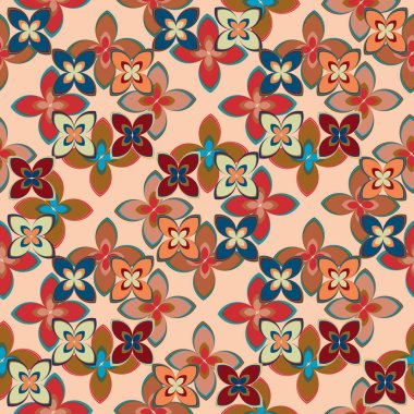 Çiçekler, vektör çizim ile çok renkli geometrik seamless modeli 