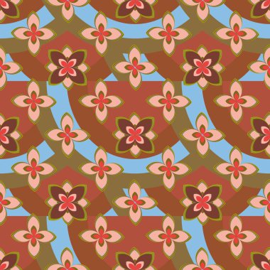 Çiçekler ve gökkuşakları, vektör çizim ile çok renkli geometrik seamless modeli 