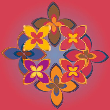 Çiçekler, vektör çizim ile çok renkli geometrik seamless modeli 