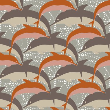 Yunuslar su altında çizim arka planı için bir sürü ile sorunsuz doku