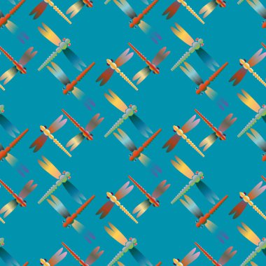 Dekoratif renkli seamless modeli ile şirin yusufçuk