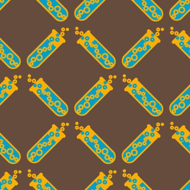 Kimya test tüpleri parlak arka plan üzerinde. Seamless modeli.