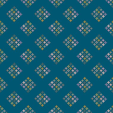 Çiçekler, vektör çizim ile çok renkli geometrik seamless modeli 