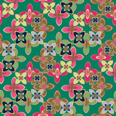 Çiçekler, vektör çizim ile çok renkli geometrik seamless modeli 