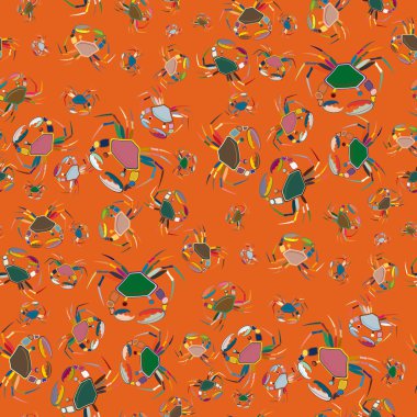 Yengeçler, vektör çizim ile yaz arka plan 