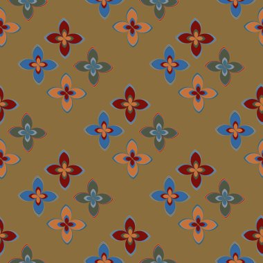 Çiçekler, vektör çizim ile çok renkli geometrik seamless modeli 