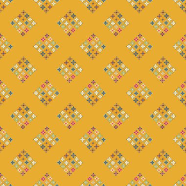 Çiçekler, vektör çizim ile çok renkli geometrik seamless modeli 