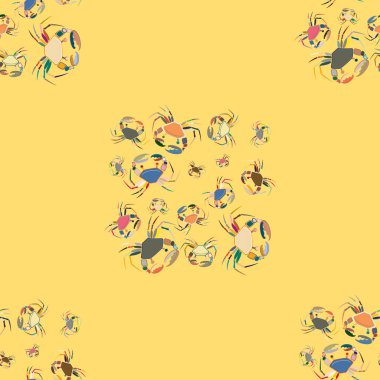 Yengeçler, vektör çizim ile yaz arka plan 