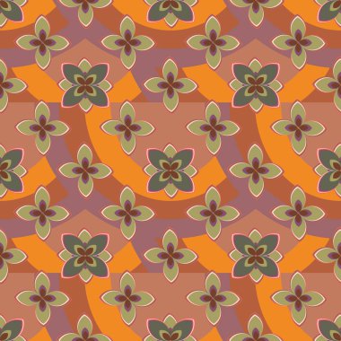 Çiçekler ve gökkuşakları, vektör çizim ile çok renkli geometrik seamless modeli 