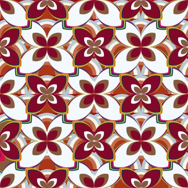 Çiçekler ve gökkuşakları, vektör çizim ile çok renkli geometrik seamless modeli 