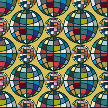 Soyut geometrik renkli küreler Dikişsiz desen arka planı için. 