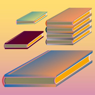 Renkli kitap yığını. Vektör çizim