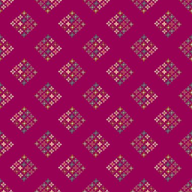 Çiçekler, vektör çizim ile çok renkli geometrik seamless modeli 