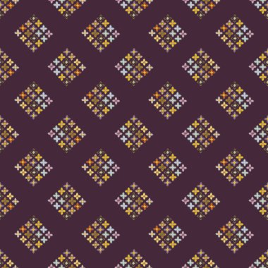 Çiçekler, vektör çizim ile çok renkli geometrik seamless modeli 