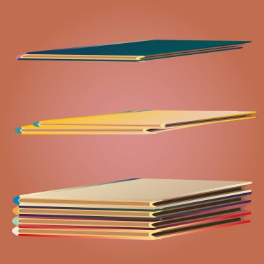 Renkli kitap yığını. Vektör çizim