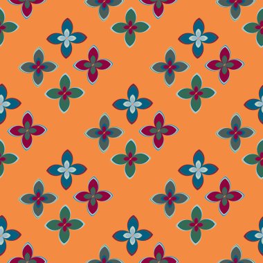 Çiçekler, vektör çizim ile çok renkli geometrik seamless modeli 
