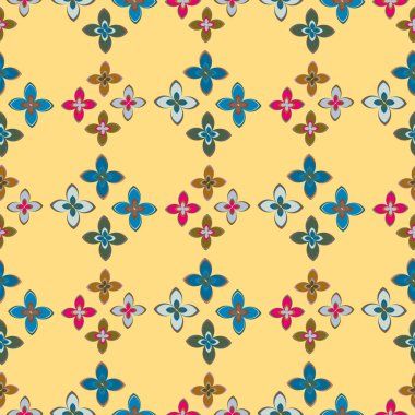 Çiçekler, vektör çizim ile çok renkli geometrik seamless modeli 
