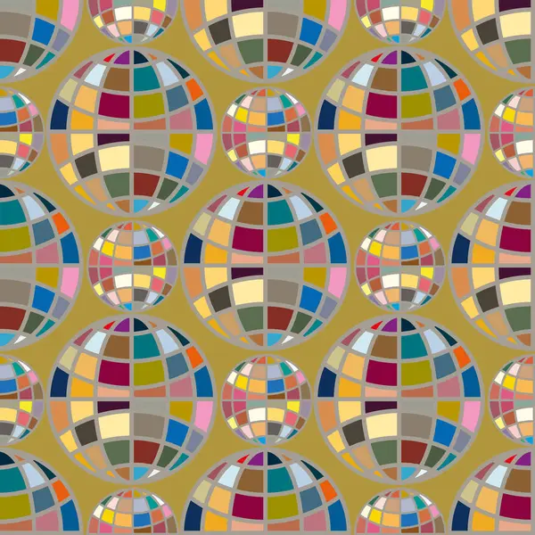 抽象几何五颜六色的球体无缝的样式为背景 — 图库矢量图片