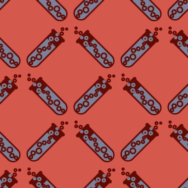 Kimya test tüpleri parlak arka plan üzerinde. Seamless modeli.