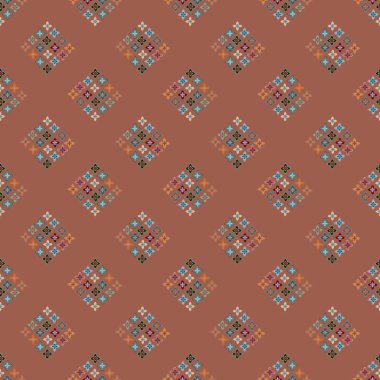 Çiçekler, vektör çizim ile çok renkli geometrik seamless modeli 