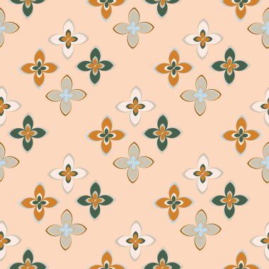 Çiçekler, vektör çizim ile çok renkli geometrik seamless modeli 