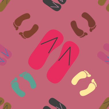 Renk seamless modeli terlik ve ayak izleri ile.