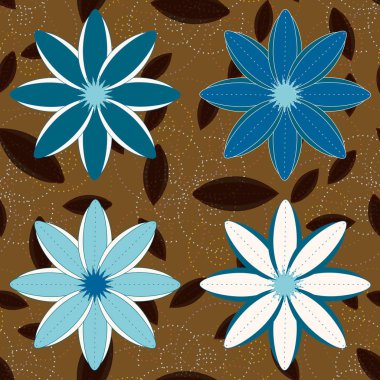 Çiçekler, vektör çizim ile çok renkli geometrik seamless modeli 