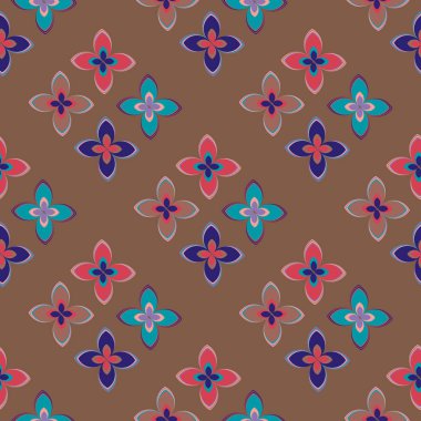 Çiçekler, vektör çizim ile çok renkli geometrik seamless modeli 