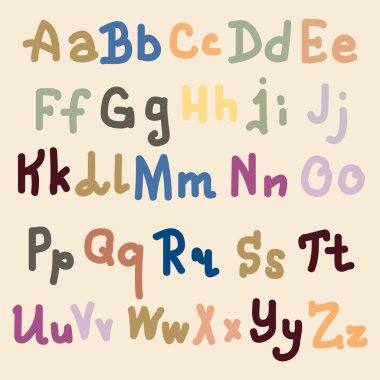 Elle çizilmiş alfabe. Boyalı harfleri fırça. El yazı ve özel tipografi tasarımları logo ve afiş, davetiye ve kartları için