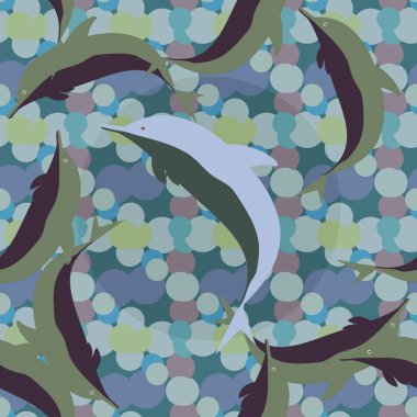 Yunuslar su altında çizim arka planı için bir sürü ile sorunsuz doku