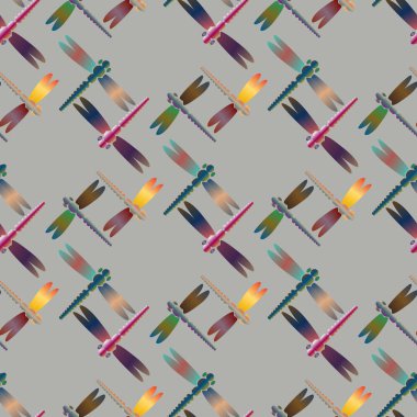 Dekoratif renkli seamless modeli ile şirin yusufçuk