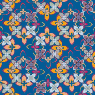 Çiçekler, vektör çizim ile çok renkli geometrik seamless modeli 