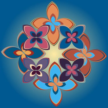 Çiçekler, vektör çizim ile çok renkli geometrik seamless modeli 