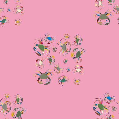 Yengeçler, vektör çizim ile yaz arka plan 