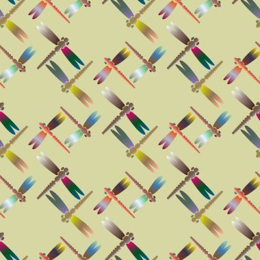 Dekoratif renkli seamless modeli ile şirin yusufçuk