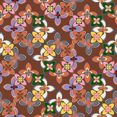 Çiçekler, vektör çizim ile çok renkli geometrik seamless modeli 