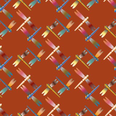 Dekoratif renkli seamless modeli ile şirin yusufçuk