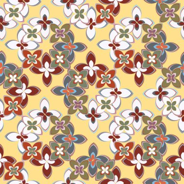 Çiçekler, vektör çizim ile çok renkli geometrik seamless modeli 