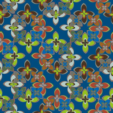 Çiçekler, vektör çizim ile çok renkli geometrik seamless modeli 