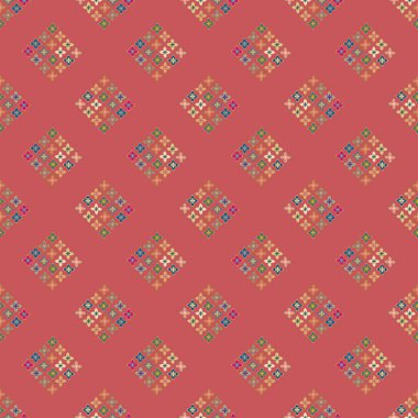 Çiçekler, vektör çizim ile çok renkli geometrik seamless modeli 