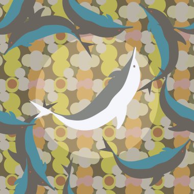 Yunuslar su altında çizim arka planı için bir sürü ile sorunsuz doku