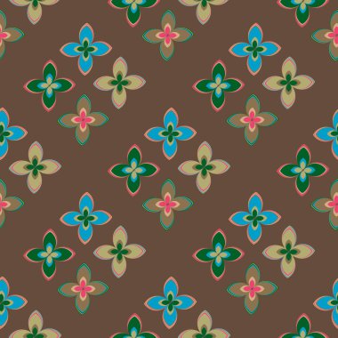 Çiçekler, vektör çizim ile çok renkli geometrik seamless modeli 