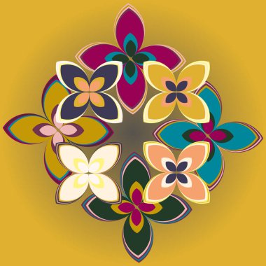 Çiçekler, vektör çizim ile çok renkli geometrik seamless modeli 