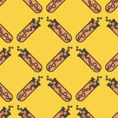 Kimya test tüpleri parlak arka plan üzerinde. Seamless modeli.