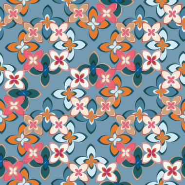 Çiçekler, vektör çizim ile çok renkli geometrik seamless modeli 