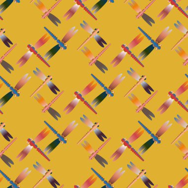 Dekoratif renkli seamless modeli ile şirin yusufçuk