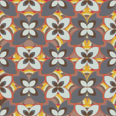 Çiçekler ve gökkuşakları, vektör çizim ile çok renkli geometrik seamless modeli 